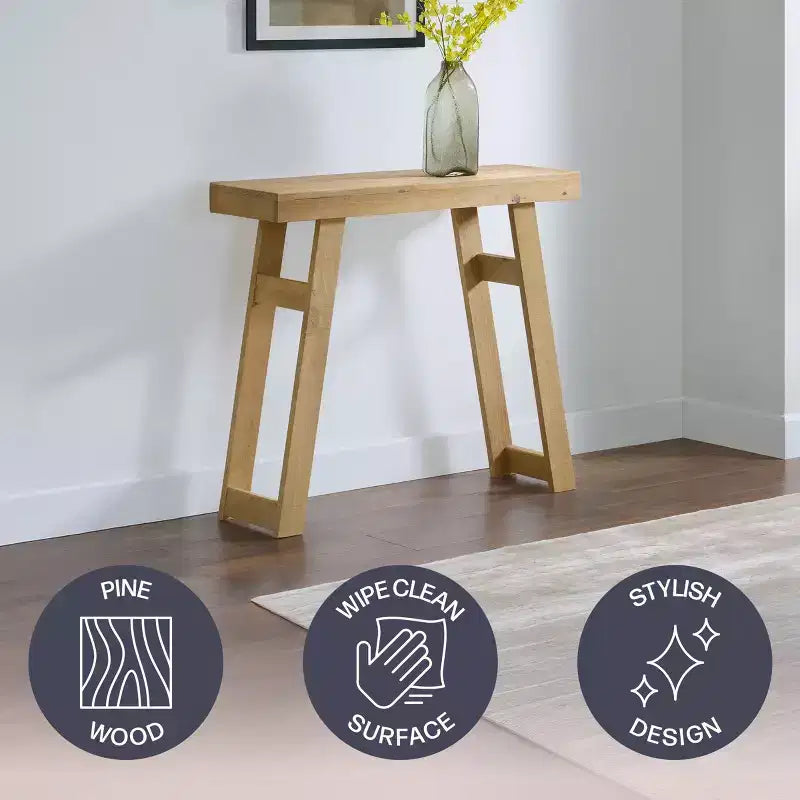 Alaterre Furniture Lawas Solid Wood Console Table - 36 Inch Modern Farmhouse Small Entryway Table