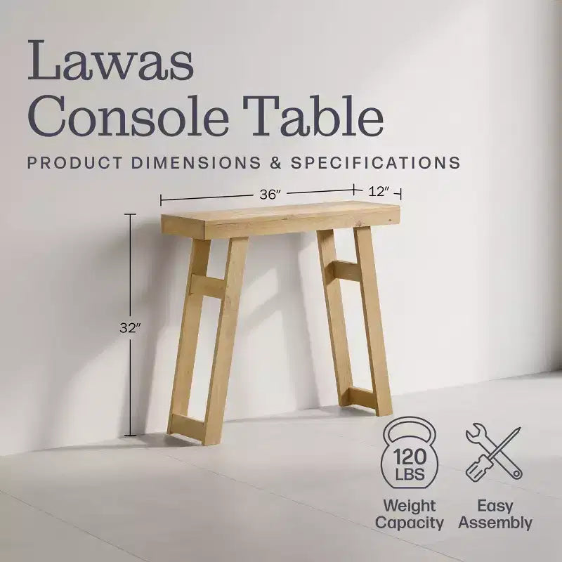 Alaterre Furniture Lawas Solid Wood Console Table - 36 Inch Modern Farmhouse Small Entryway Table