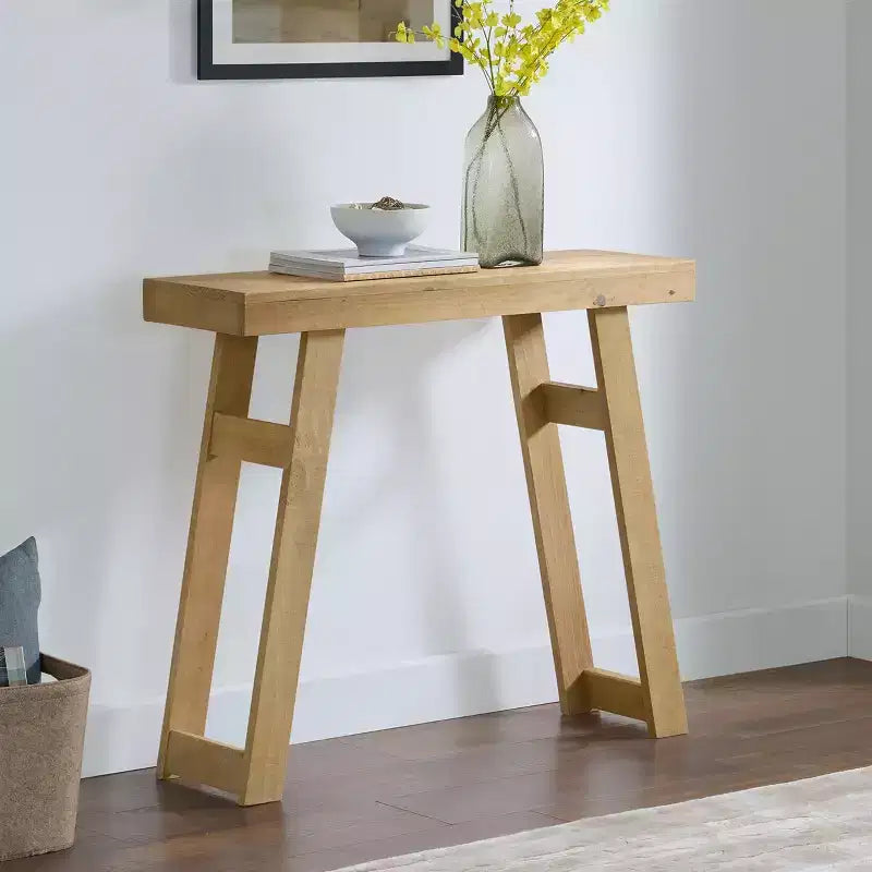 Alaterre Furniture Lawas Solid Wood Console Table - 36 Inch Modern Farmhouse Small Entryway Table