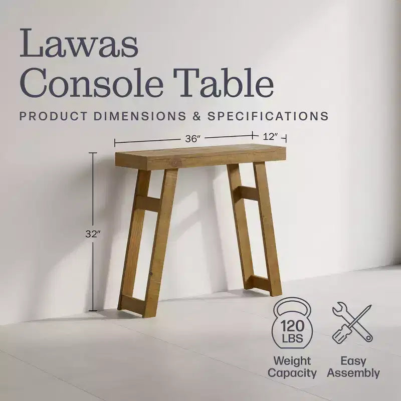 Alaterre Furniture Lawas Solid Wood Console Table - 36 Inch Modern Farmhouse Small Entryway Table