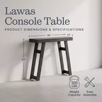 Alaterre Furniture Lawas Solid Wood Console Table - 36 Inch Modern Farmhouse Small Entryway Table