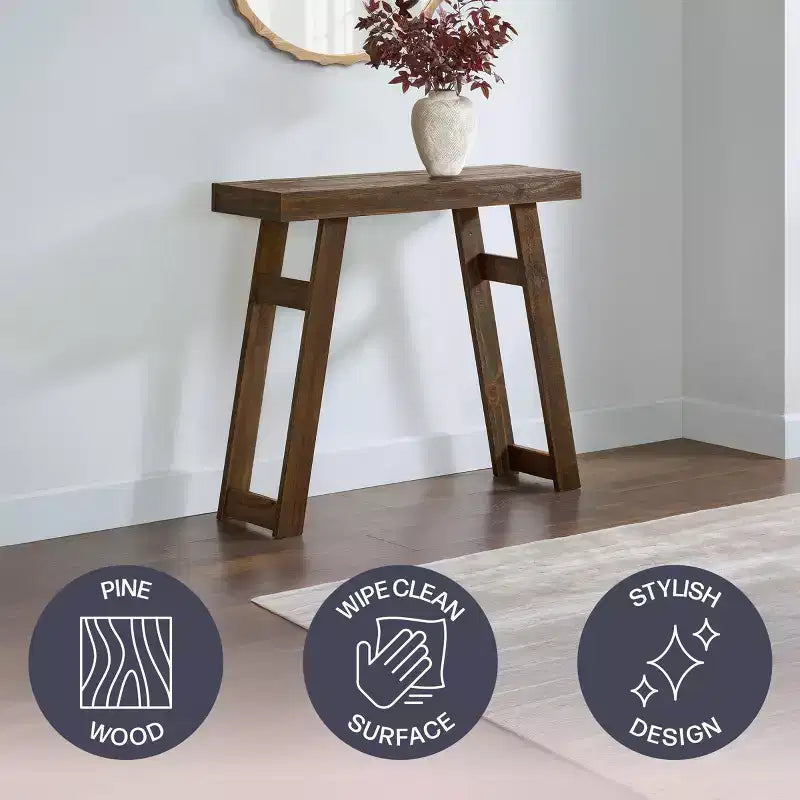 Alaterre Furniture Lawas Solid Wood Console Table - 36 Inch Modern Farmhouse Small Entryway Table