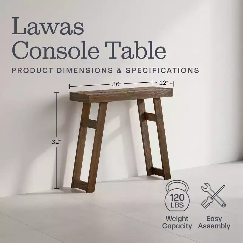 Alaterre Furniture Lawas Solid Wood Console Table - 36 Inch Modern Farmhouse Small Entryway Table