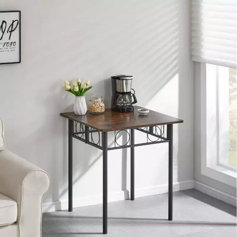 Folding Vintage Metal & Wood Dining Set - Table and Chairs,