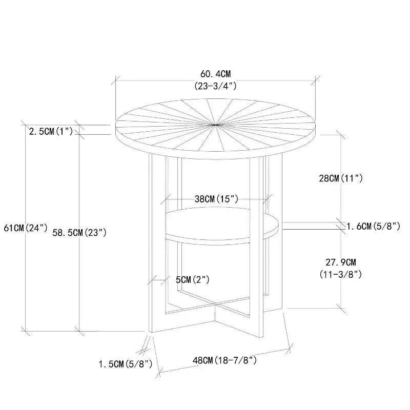 EHMKNP Farmhouse 2-Tier Solid Metal Round End Table