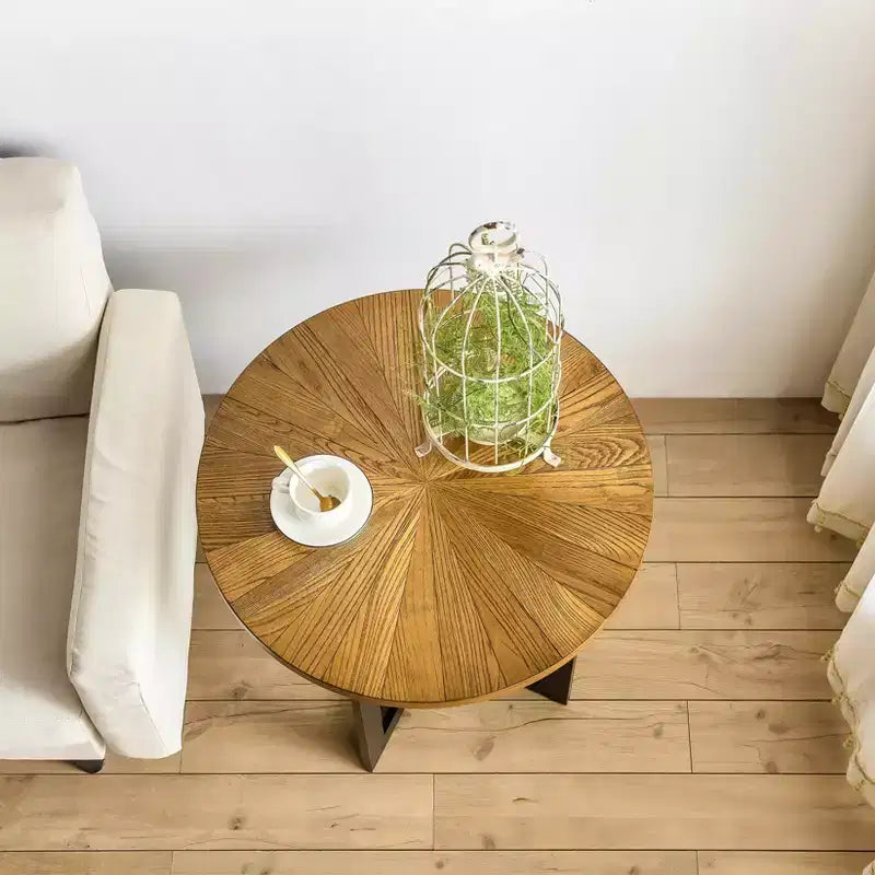 EHMKNP Farmhouse 2-Tier Solid Metal Round End Table