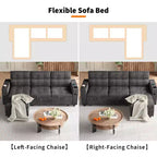 84 Sectional Sleeper Sofa with Storage Chaise & USB, Convertible L-Shaped Corduroy Couch for Living Room or Apartment, Dark Grey