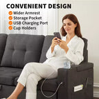 84 Sectional Sleeper Sofa with Storage Chaise & USB, Convertible L-Shaped Corduroy Couch for Living Room or Apartment, Dark Grey