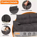 84 Sectional Sleeper Sofa with Storage Chaise & USB, Convertible L-Shaped Corduroy Couch for Living Room or Apartment, Dark Grey