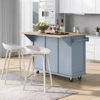 TUYOHW 53.1Inch Rolling Kitchen Island with Drop Leaf,Storage Cabinet and 3 Drawers