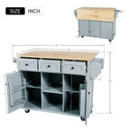 TUYOHW 53.1Inch Rolling Kitchen Island with Drop Leaf,Storage Cabinet and 3 Drawers