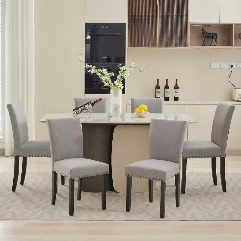 Dining Chairs Upholstered Parsons Diner Room Chair Sets Fabric Kitchen Table Chairs with Solid Wood Legs