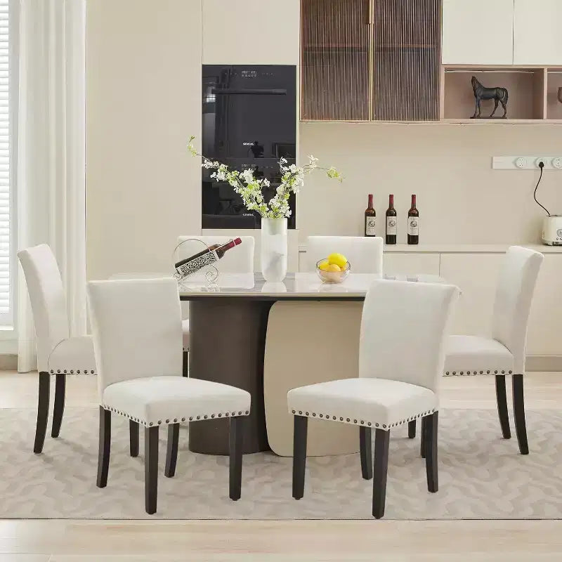 Dining Chairs Upholstered Parsons Diner Room Chair Sets Fabric Kitchen Table Chairs with Solid Wood Legs
