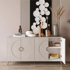 TUYOHW Lacquered 4 Door Wooden Cabinet Sideboard,Buffet Server with Gold Knobs,Adjustable Shelves,Console Table for Living Room,Dining Room