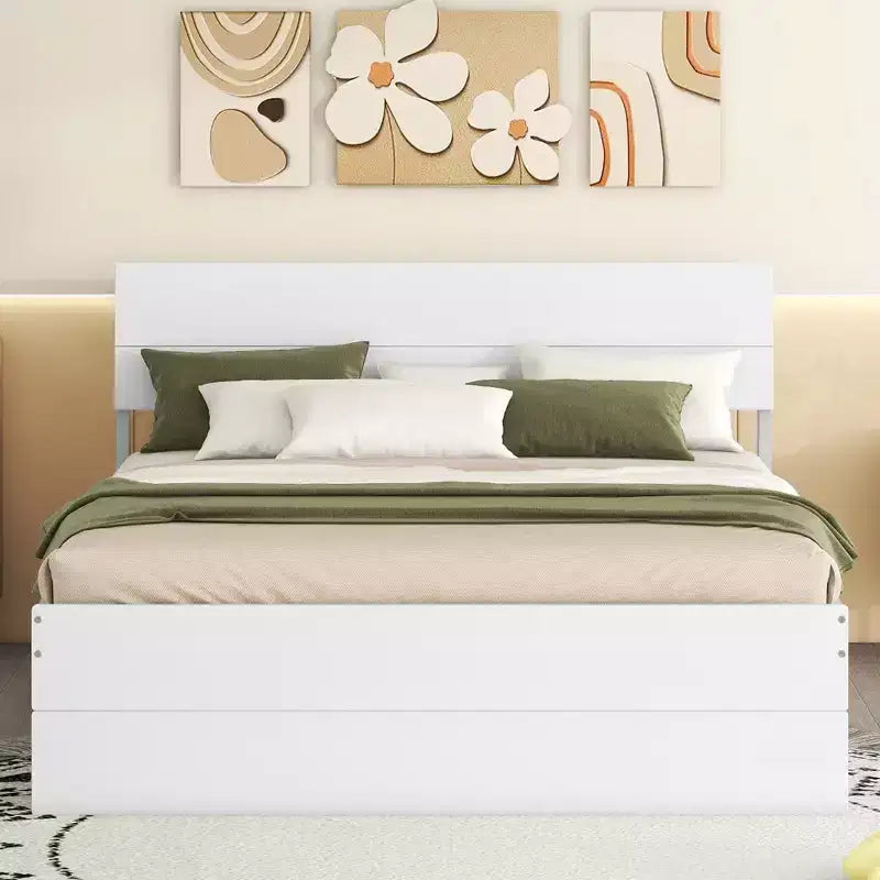 Bellemave Full Platform Bed with Drawers,Solid Wood Platform Bed Frame with Headboard and Footboard for Bedroom