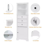 GDFStudio Dave Modern Wood Triangle Bathroom Storage Cabinet with 3 Drawers and Adjustable Shelves