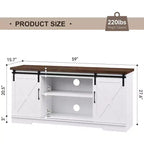 TV Stand for Up to 65 inch TV, Farmhouse Sliding Barn Door TV Stand, Entertainment Center with Cable Management Holes for Living Room
