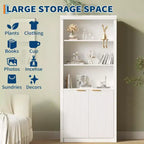 70.9 Tall Book Shelf and Bookcase, Wooden Bookcase with Doors, 5-Shelf Bookcases with Adjustable top Shelve for Home Office, Living Room