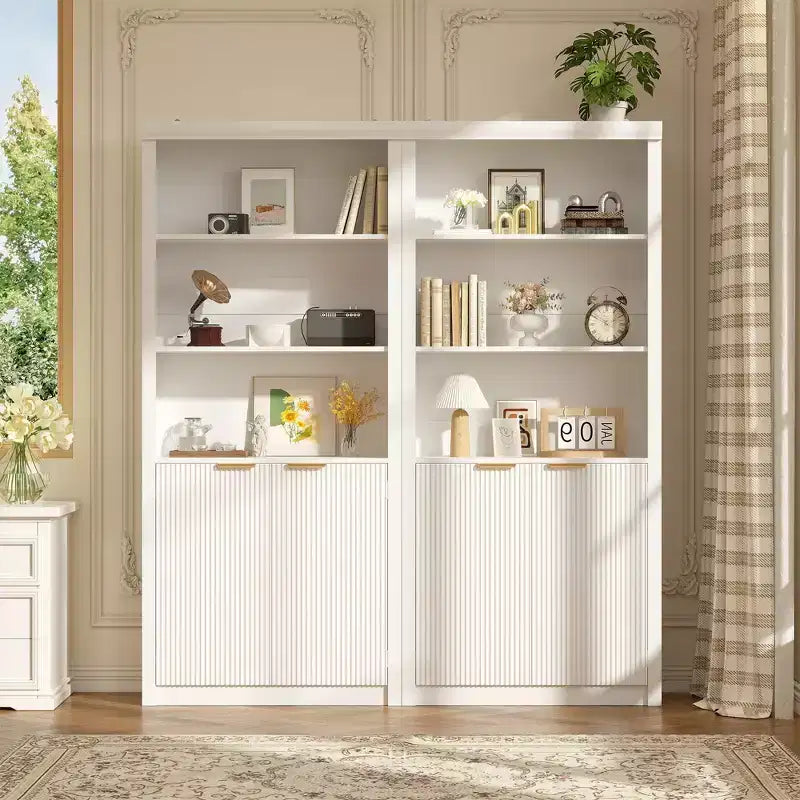70.9 Tall Book Shelf and Bookcase, Wooden Bookcase with Doors, 5-Shelf Bookcases with Adjustable top Shelve for Home Office, Living Room