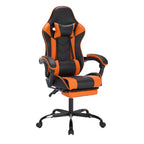 Silla de juegos MAYEERTY con reposapiés, silla ergonómica para ordenador con reposacabezas y soporte lumbar, sillas de videojuegos ajustables en altura, negro y naranja