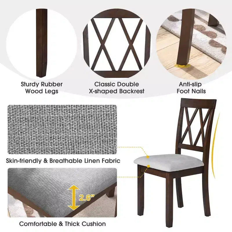 MAYEERTY Dining Room Chairs Set of 2, Upholstered Fabric, Solid Wood Legs