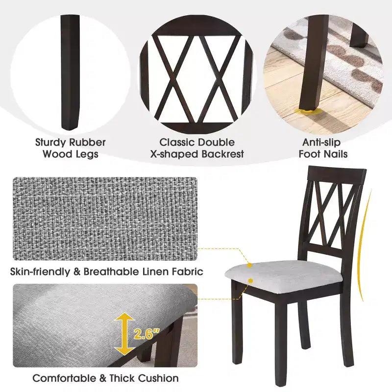MAYEERTY Dining Room Chairs Set of 2, Upholstered Fabric, Solid Wood Legs