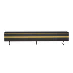 Luck Live Modern 86.61 Black TV Stand & Media Console with Hidden Storage Drawers, Enclosed Cabinets, Metal Legs & Cable Management