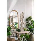Round Wooden Table with Metal Scrollwork Legs White Finish 31.5x31.5