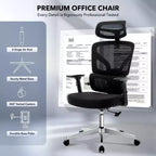 Silla de oficina ergonómica de respaldo alto Silla gamer de malla transpirable con soporte lumbar ajustable y reposabrazos 3D