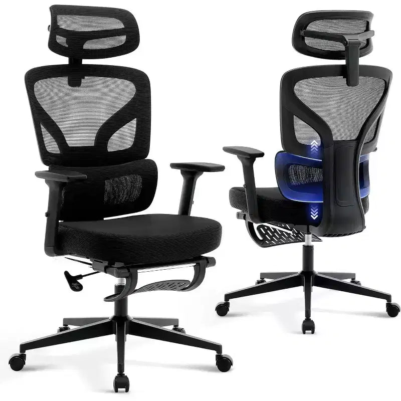 Silla de oficina ergonómica de respaldo alto Silla gamer de malla transpirable con soporte lumbar ajustable y reposabrazos 3D