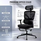 Silla de oficina ergonómica de respaldo alto Silla gamer de malla transpirable con soporte lumbar ajustable y reposabrazos 3D