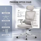 Silla de oficina ergonómica de respaldo alto Silla gamer de malla transpirable con soporte lumbar ajustable y reposabrazos 3D