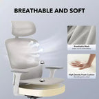 Silla de oficina ergonómica de respaldo alto Silla gamer de malla transpirable con soporte lumbar ajustable y reposabrazos 3D