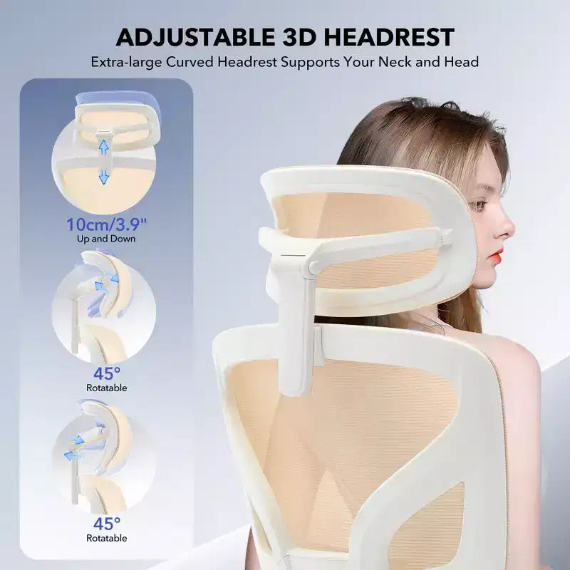 Silla de oficina ergonómica de respaldo alto Silla gamer de malla transpirable con soporte lumbar ajustable y reposabrazos 3D