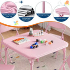 Pink 5-Piece Folding Table & Chairs Set C Kids Activity Set for Dining Room/Daycare/Classroom