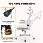 Silla de oficina ergonómica, silla de escritorio para ordenador cómoda con reposabrazos abatibles, sillas de juego cómodas con soporte lumbar para dormitorio, estudio, estudiantes, asiento ancho