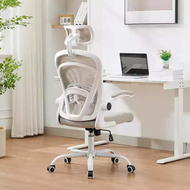 Silla de oficina ergonómica, silla de escritorio para ordenador cómoda con reposabrazos abatibles, sillas de juego cómodas con soporte lumbar para dormitorio, estudio, estudiantes, asiento ancho
