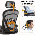 Silla de oficina ergonómica, silla de escritorio para ordenador cómoda con reposabrazos abatibles, sillas de juego cómodas con soporte lumbar para dormitorio, estudio, estudiantes, asiento ancho