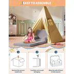 2-in-1 Kids Sofa Comfortable sofa Longue Chair Soft Foam sofa Gift for Children and Girls