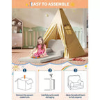 2-in-1 Kids Sofa Comfortable sofa Longue Chair Soft Foam sofa Gift for Children and Girls