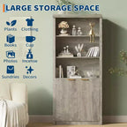 5 Tier Bookcase Display Shelves with Storage Cabinet & Adjustable Shelf, Mid-Century Modern Bookshelves for Home Office, Living Room
