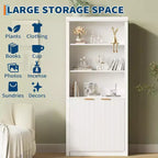 5 Tier Bookcase Display Shelves with Storage Cabinet & Adjustable Shelf, Mid-Century Modern Bookshelves for Home Office, Living Room