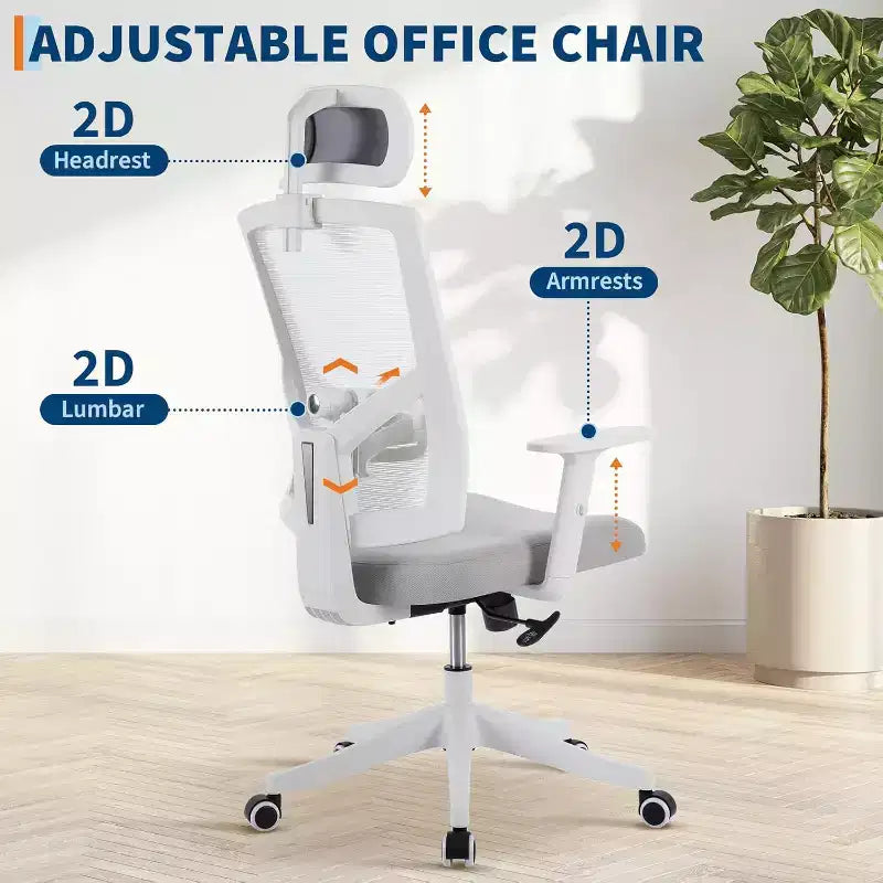 Silla de oficina ergonómica, silla de escritorio para computadora cómoda con reposacabezas acolchado ajustable, sillas de juego cómodas con soporte lumbar para dormitorio, estudio, estudiante