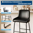 Counter Height Bar Stools Set of 4, PU Leather Barstools with Back and Footrest, Modern Industrial Metal Frame Armless Bar Chairs for Kitchen Island