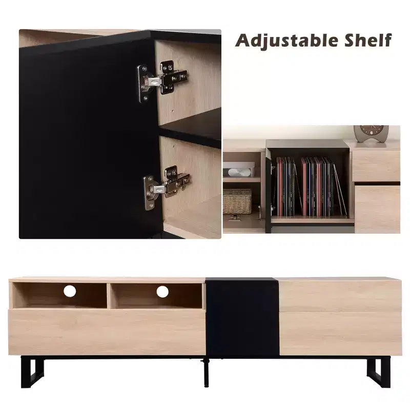 TUYOHW TV Stand for TVs up to 80 Inches,Modern TV Media Console Table with Drop Down Door,Storage compartments and 2 Drawers