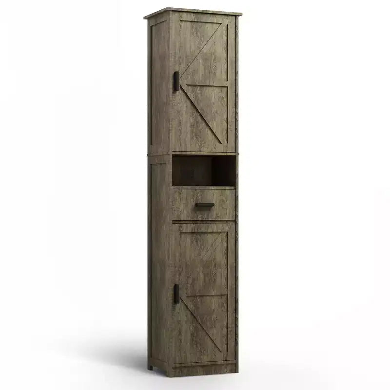 69 Bathroom Cabinet, Modern Floor Tall Cabinet with 1 Drawer, 2 Doors and Adjustable Shelves, Narrow Storage Cabinet for Home, Kitchen