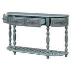 TUYOHW 52 Classic Curved Console Table with 4 Drawers and Lower Shelf,Solid Wood Entryway Table with Ample Storage for Hallway,Living Room