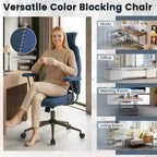 Silla de oficina ergonómica Costway con reposacabezas 2D, respaldo reclinable y ruedas, silla gaming azul/marrón y beige/gris y azul