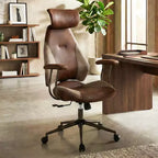 Silla de oficina ergonómica Costway con reposacabezas 2D, respaldo reclinable y ruedas, silla gaming azul/marrón y beige/gris y azul
