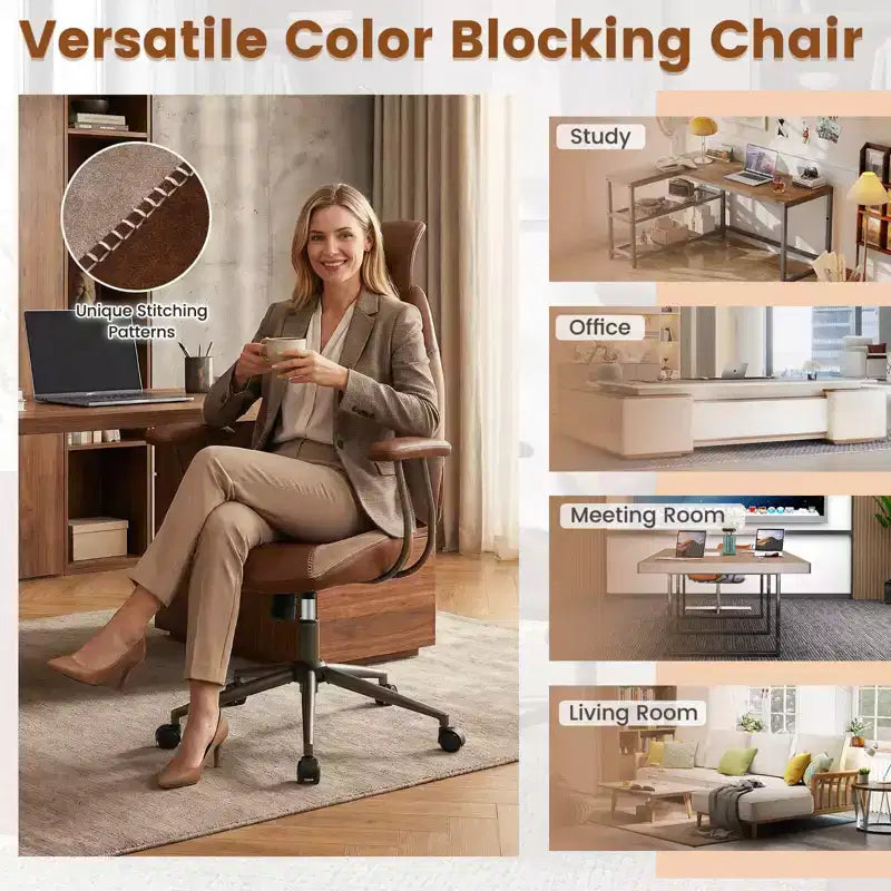 Silla de oficina ergonómica Costway con reposacabezas 2D, respaldo reclinable y ruedas, silla gaming azul/marrón y beige/gris y azul